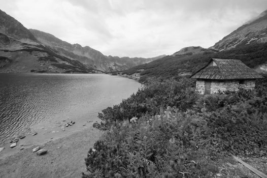 Mountain lake in Polish Tatra mountains in summer