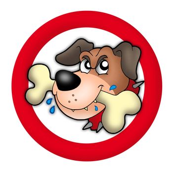 Red circle with angry dog - color illustration.