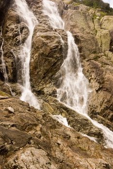 Mountain waterfall in Polish Tatra region