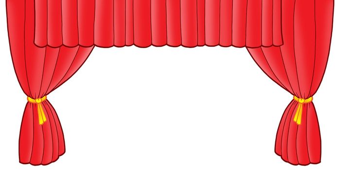 Red theatre curtain - color illustration.