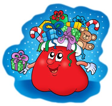 Santas bag with gifts - color illustation.