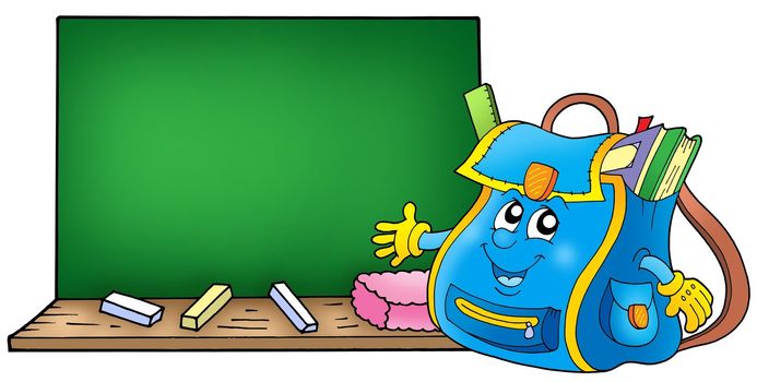 School bag with blackboard - color illustration.