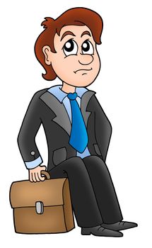 Sitting manager with briefcase - color illustration.