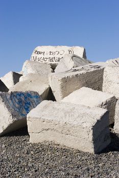 Blocks stockpiled for a seawall - big boys lego