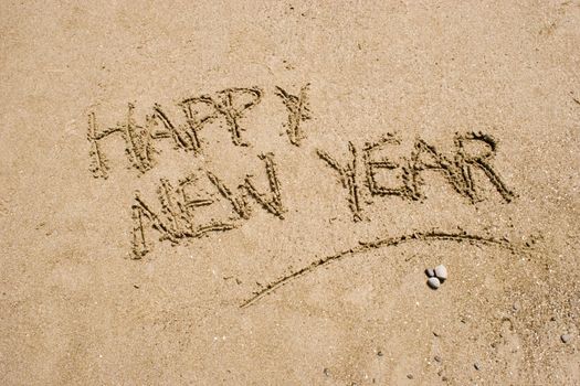 Happy New Year in the sand. A summer Christmas in the Southern Hemisphere.