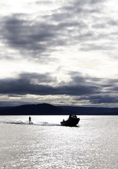 Water Skiing on Lake Taupo, New Zealand