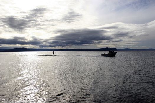 Water Skiing on Lake Taupo, New Zealand