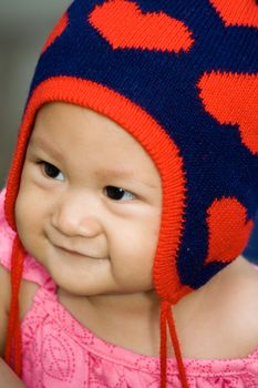 smiley face of adorable asian baby girl