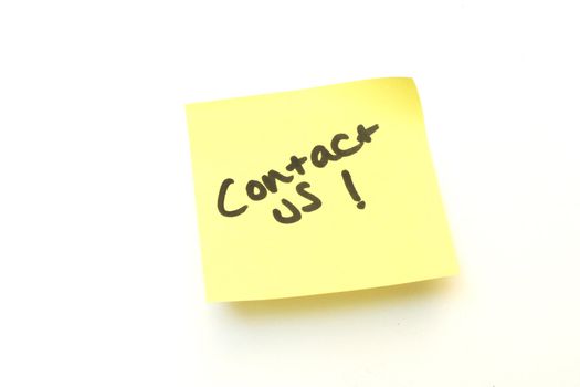 contact us written on a yellow sticky post it note