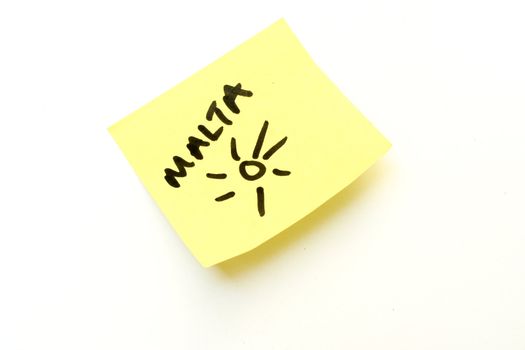 Malta on a sticky post it note