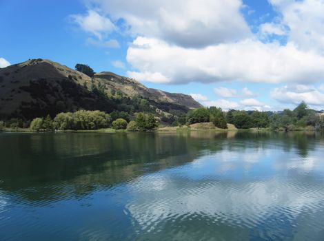 The shore of Lake Tutira in Northern Hawkes Bay, North Island, New Zealand.