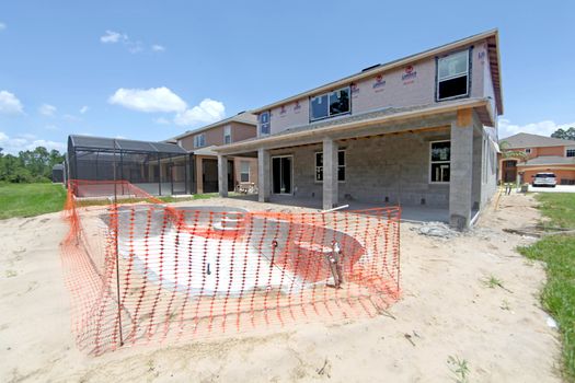 A large House and Pool under construction