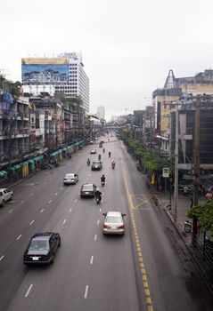 A street in early morning Bangkok, Thailand.