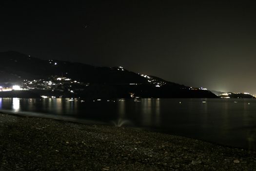 Mountain and sea at night.  HDR