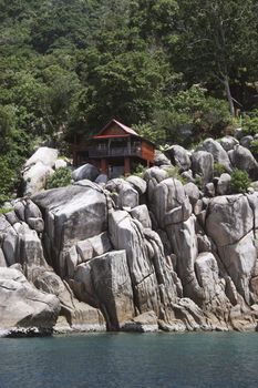 House on a rock on the coast of Koh Tao Island, Thailand