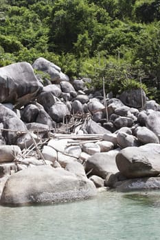 Rock formations on the coast of Mango Bay, Koh Tao Island, Thailand