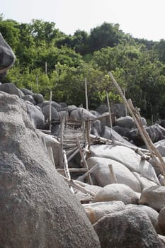 Rock formations on the coast of Mango Bay, Koh Tao Island, Thailand