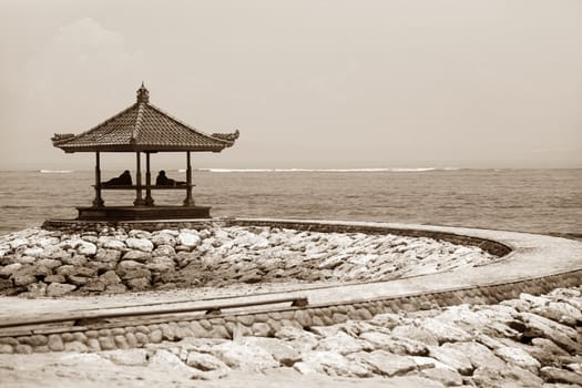 The two men relaxing at seaside. Bali. Indonesia