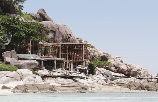 Rock formations and structures on the coast of Nangyuan Island, Thailand