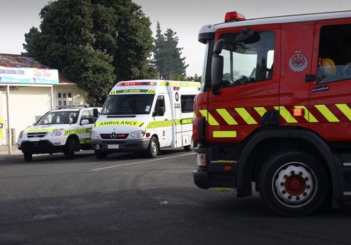 Emergency services attend a house fire in Haumoana, New Zealand