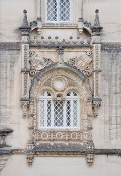 Window in The Bucaco or Bussaco Palace - the beautiful manueline style architectural model, Portugal