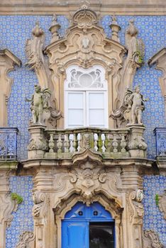The front of Palacio do Raio - famous palace in baroque, Braga, Portugal