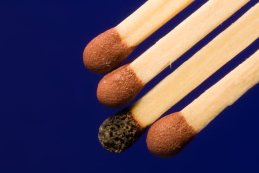 One burnt match, three not.