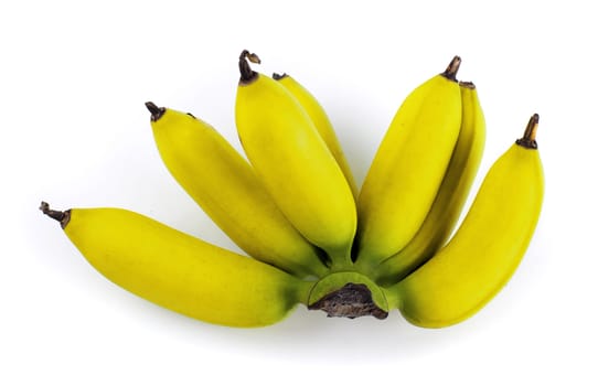 A bunch of ripe banana isolated on white background.