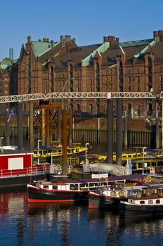 part of the old harbor of Hamburg 