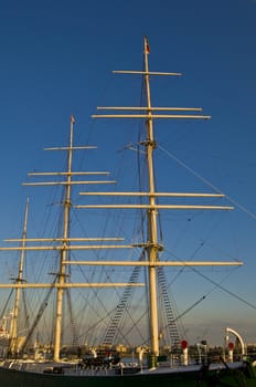 old sailing boat in the harbor of Hamburg