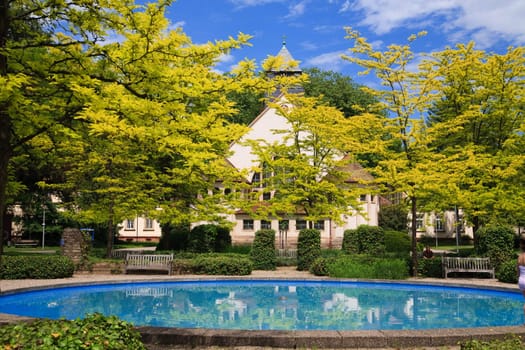 holy church with pool at front side