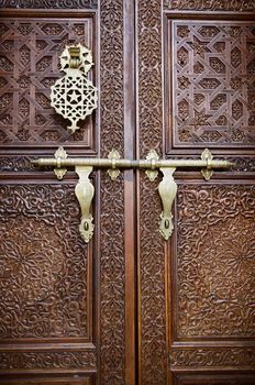 Islamic carved door with beautiful details background.