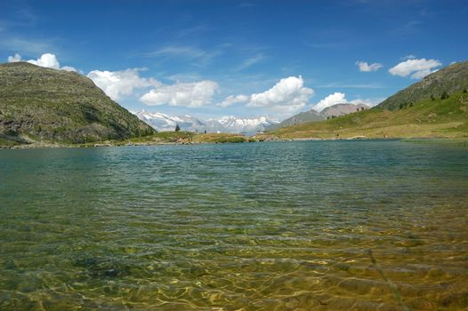 alpine lake scenery (Simplon Pass, Switzerland)