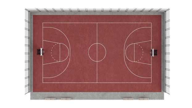 Basketball court isolated on white background