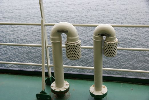 Air pipes with a spark arrester on the ship