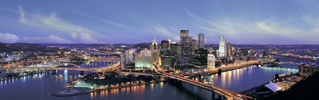 Sky Colors over Pittsburgh at Night, U.S.A.