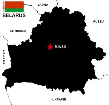 political map of Belarus country with flag
