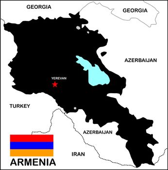 political map of Armenia country with flag
