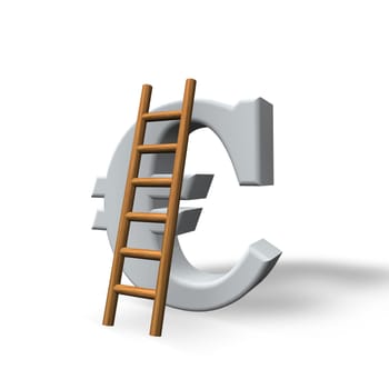 euro sign and ladder on white background - 3d illustration