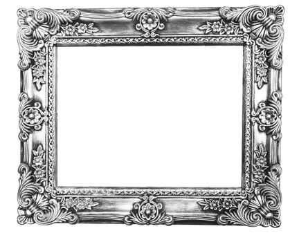Old Silver Picture Frame on white background