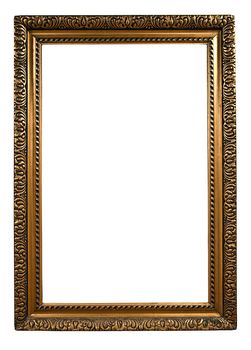 Old Gold Picture Frame on white background