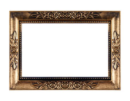 Old Gold Picture Frame on white background