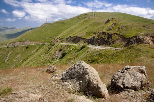 Two big stones in background mountain route - Armenia