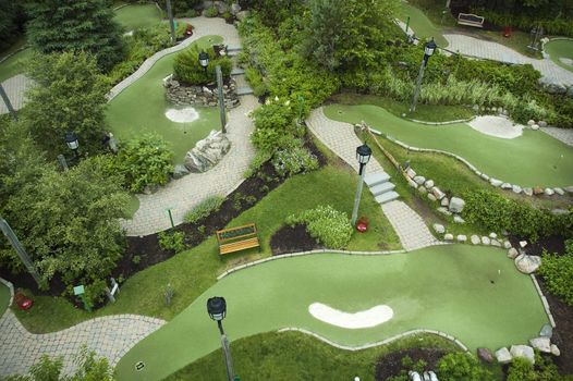 Aerial view of a mini golf course