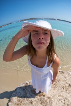 Crazy pretty woman enjoying the beach