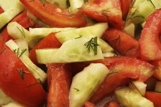 healthy food: tomato and cucumber