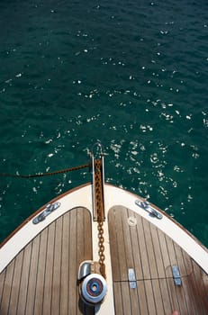 Front view of a sailboat in the ocean