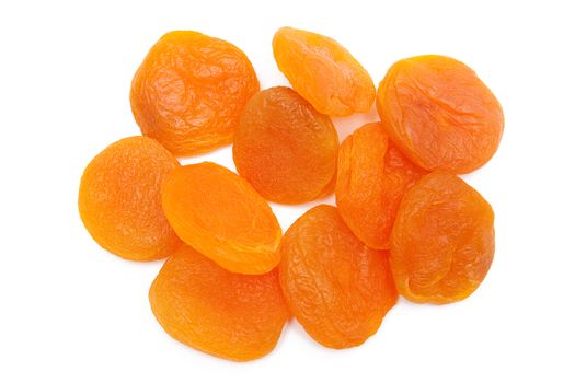 Dried apricots on the white background