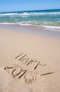 Message writing on a wonderful beach