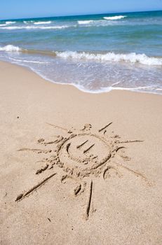 Message writing on a wonderful beach